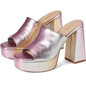 Aldo multicolored metallic platform, chunky heels.
